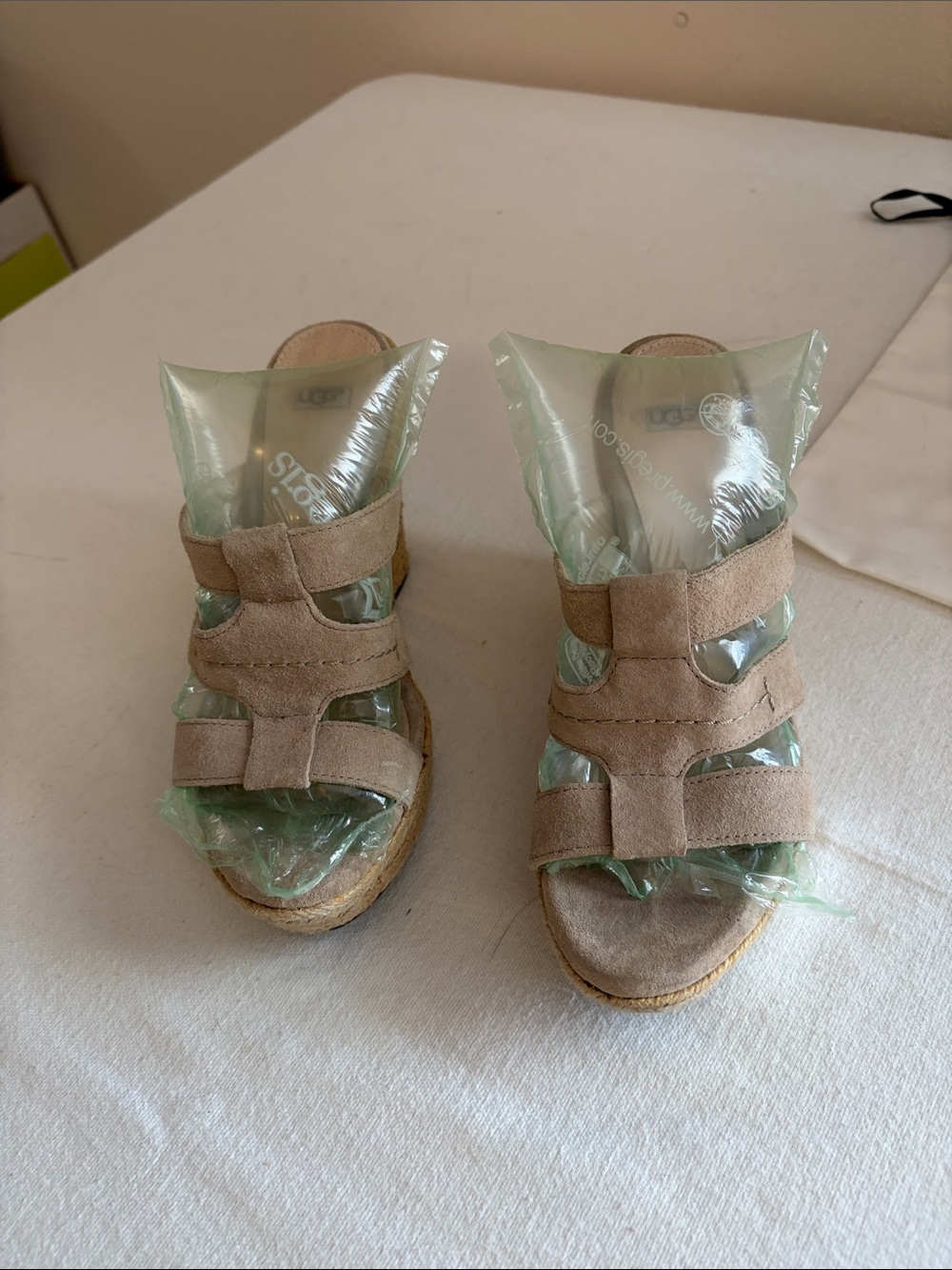 UGG Suede Strappy Sandals in Light Tan